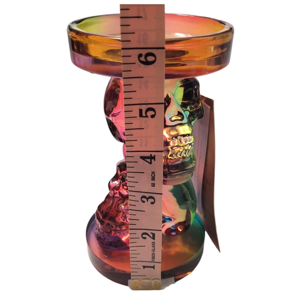 NWT Christian Lacroix Iridescent Glass Skull Candle Holder 6″ Gothic Decor - Picture 11 of 12